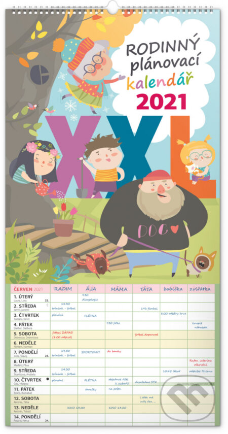 Nástěnný rodinný plánovací kalendář 2021 XXL, Presco Group, 2020