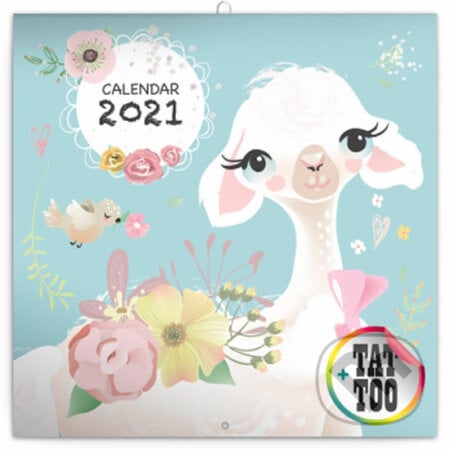 Poznámkový nástěnný kalendář Calendar 2021 (Šťastné lamy), Presco Group, 2020
