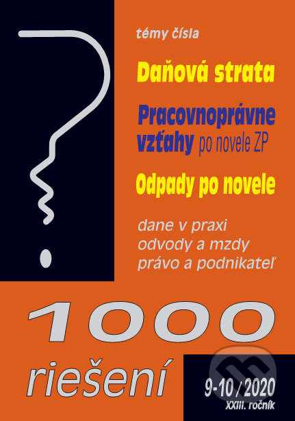 1000 riešení 9-10/2020 - Daňová strata, Odpady po novele, Poradca s.r.o., 2020