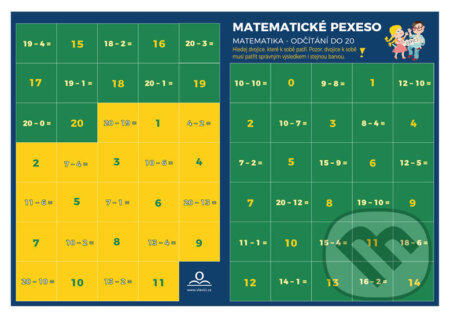 Pexeso: Matematika - Odečítání v oboru do 20 - Martin Staněk - hra z kategorie Vzdělávací hry