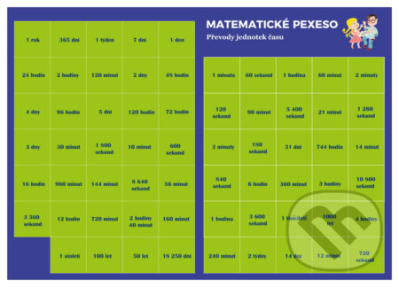 Pexeso: Matematika - Převody jednotek času - Martin Staněk, V lavici, 2020