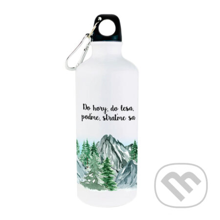 Turistická smaltovaná fľaša Do hory, do lesa, poďme, straťme sa