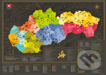 Mapa Slovenska - vlastivedná (poster bez stieracej vrstvy), 68travel