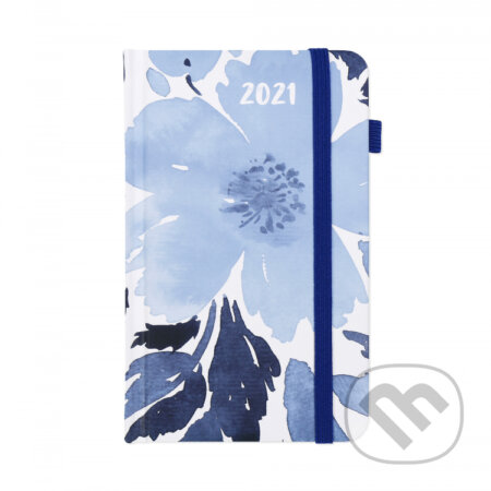Vreckový diár s gumičkou 2021: modré kvety, Albi, 2020