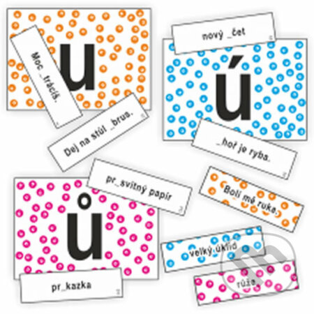 Samohlásky u-ú-ů - slovní spojení na kartičkách k procvičení psaní u/ú/ů - Jitka Rubínová, Rubínka, 2020