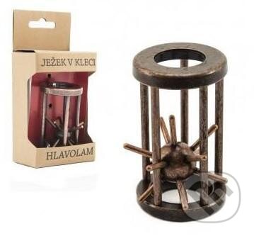 Hlavolam ježek v kleci kovový hnědý v krabičce - hra z kategorie Domino, hlavolamy