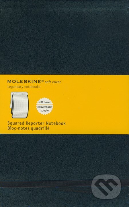 Moleskine - stredný štvorčekovaný reportérsky zápisník (mäkká čierna väzba), Moleskine