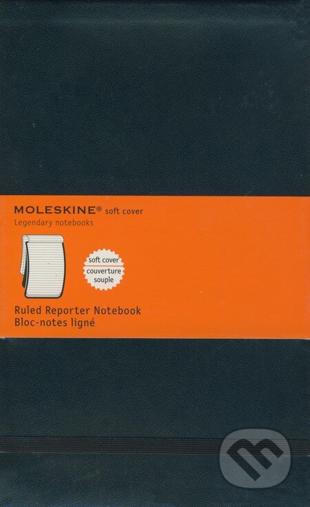 Moleskine - stredný linajkový reportérsky zápisník (mäkká čierna väzba), Moleskine