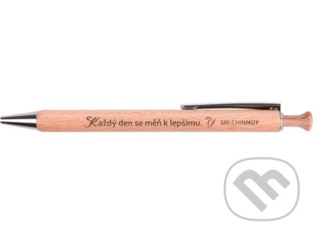Dřevěná propiska "Každý den se měň k lepšímu" - Sri Chinmoy
