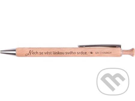 Dřevěná propiska "Nech se vést láskou srdce" - Sri Chinmoy