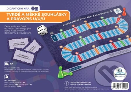 Tvrdé a měkké souhlásky a pravopis u/ú/ů (Didaktická desková hra) - hra z kategorie Vzdělávací hry