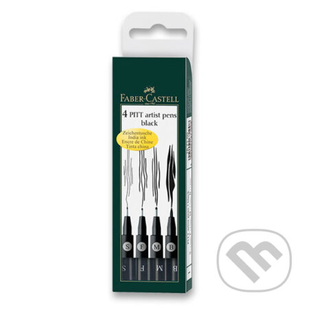 PITT umelecké popisovače 4 (S,F,M,B) čierna set