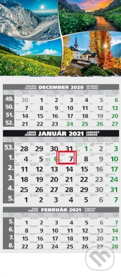Štandard Eko 3-mesačný nástenný kalendár 2021 - štyri ročné obdobia, Spektrum grafik, 2020