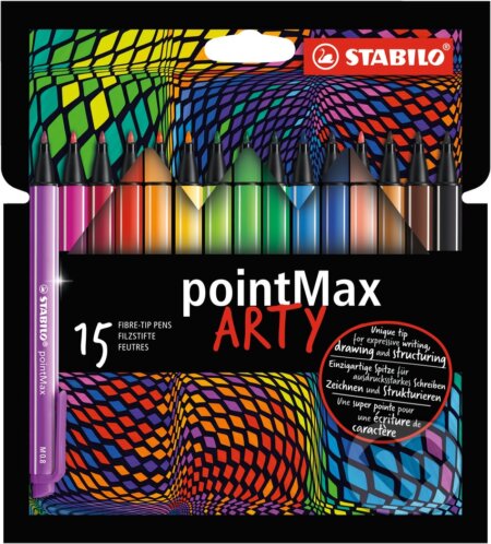 STABILO pointMax - ARTY - balenie 15 ks (Jemný liner so stuženým nylonovým hrotom)