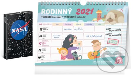 Rodinný kalendár 2021 + darček Týždenný magnetický diár NASA 2021, Presco Group, 2020