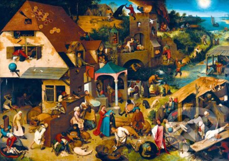 Pieter Bruegel the Elder - Netherlandish Proverbs, 1559 - puzzle z kategorie Umělecké