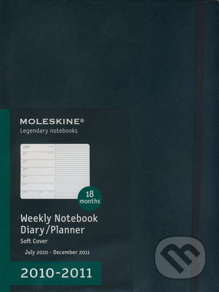Moleskine - veľký týždenný plánovací zápisník od 7/2010 do 12/2011 (mäkká čierna väzba), Moleskine, 2010