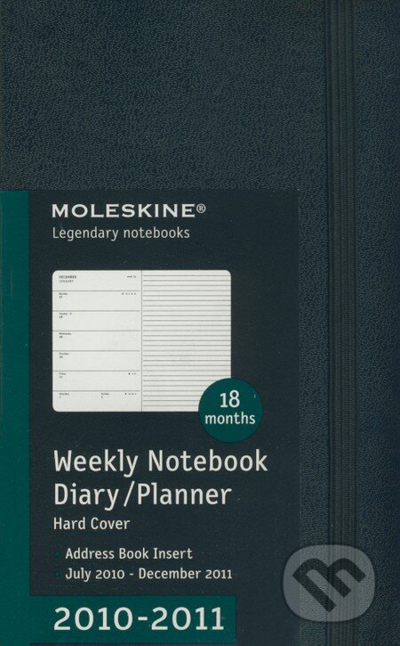 Moleskine - malý týždenný plánovací zápisník od 7/2010 do 12/2011 (pevná čierna väzba), Moleskine, 2010