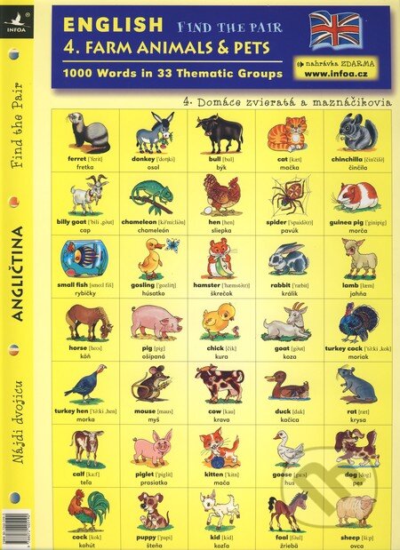 English - Find the Pair 04. (Farm Animals & Pets), INFOA