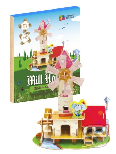 Mlýn s domečkem (Dřevěné 3D puzzle) - puzzle z kategorie 3D puzzle