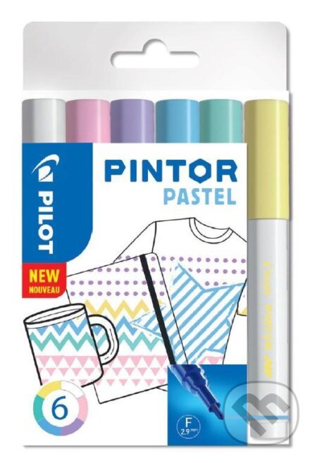 Sada 6 kusov akrylových popisovačov Pintor, (F) tenký, mix pastelových farieb, PILOT, 2021