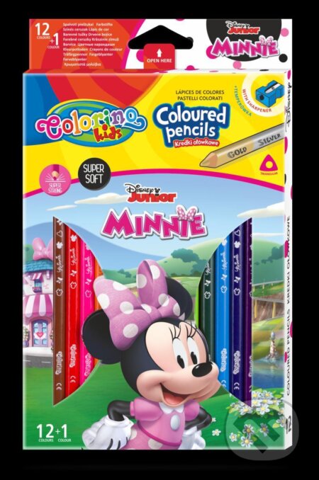 Colorino Disney Junior Minnie - pastelky trojhranné 12 barev + ořezávátko, Colorino, 2021