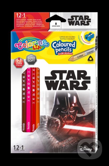 Colorino Star wars - pastelky trojhranné 12 barev + ořezávátko, Colorino, 2021