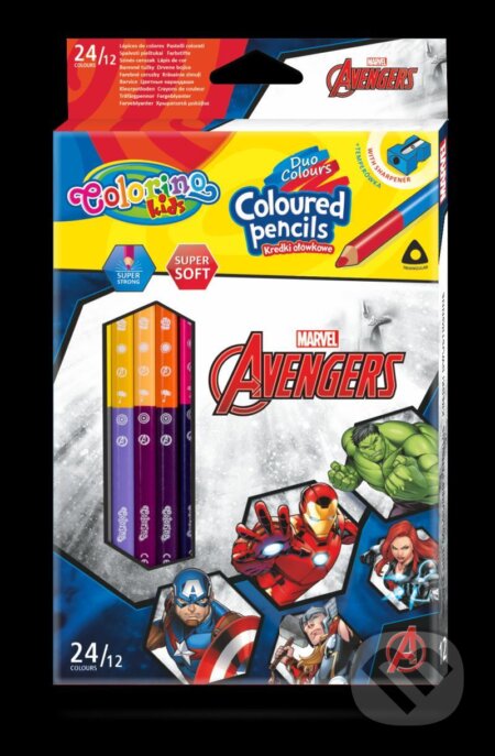 Colorino Marvel Avengers - oboustranné pastelky trojhranné 24 barev, Colorino, 2021