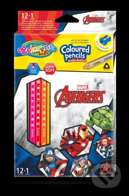 Colorino Marvel Avengers - pastelky trojhranné 12 barev + ořezávátko, Colorino, 2021