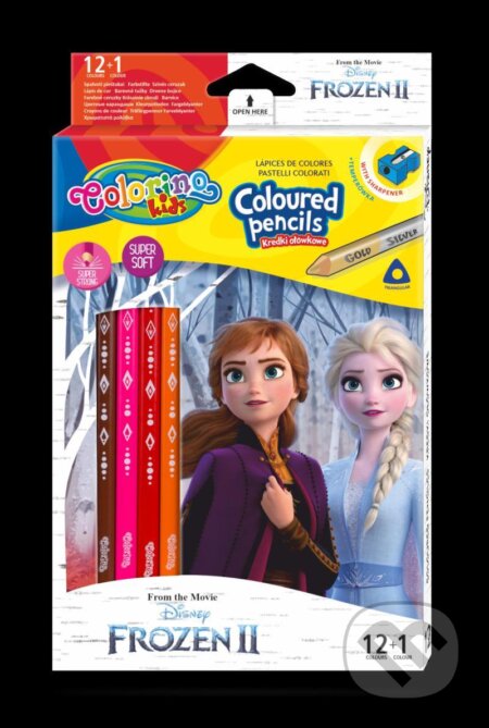 Colorino Disney Frozen - pastelky trojhranné 12 barev + ořezávátko, Colorino, 2021