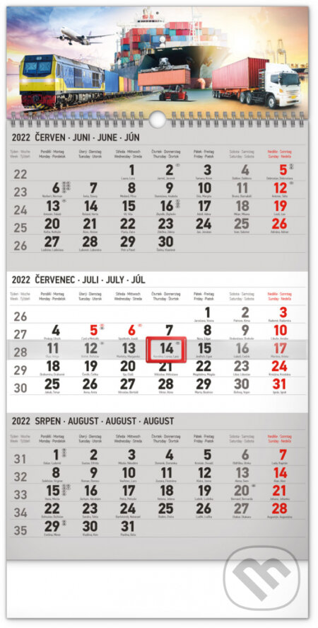 Nástěnný 3měsíční kalendář Spedice 2022 (šedý), Presco Group, 2021