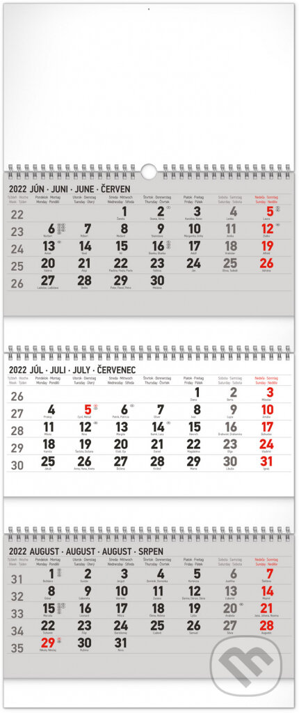 Nástenný kalendár 3–mesačný štandard skladací 2022, Presco Group, 2021