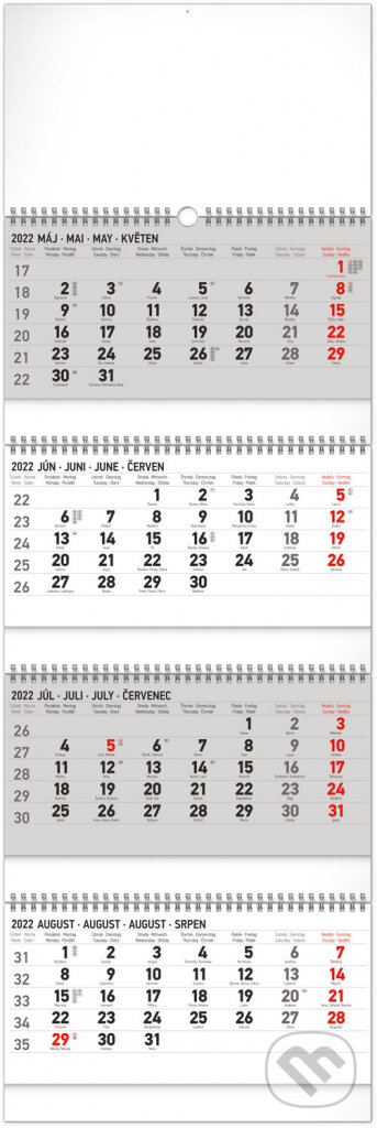 Nástenný 4–mesačný kalendár štandard skladací 2022, Presco Group, 2021