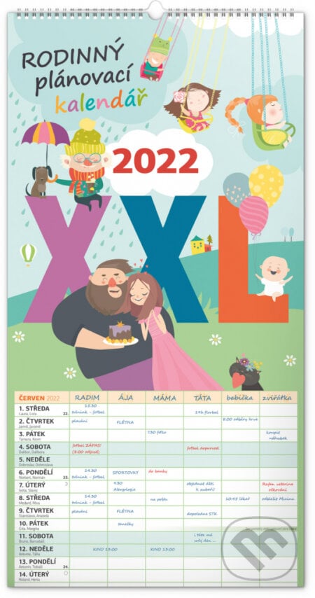 Nástěnný rodinný plánovací kalendář XXL 2022, Presco Group, 2021