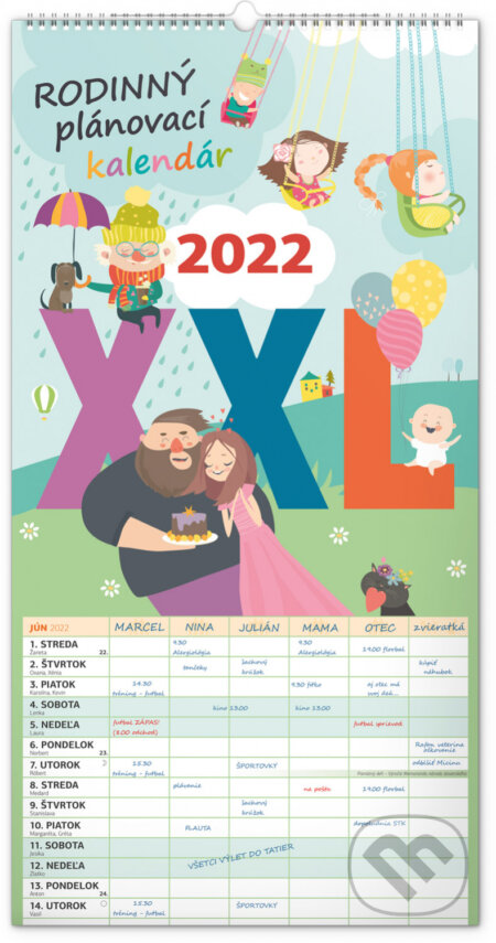 Nástenný Rodinný plánovací kalendár XXL 2022, Presco Group, 2021