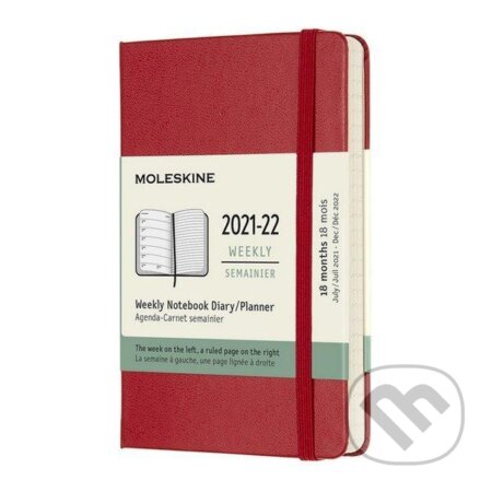 Moleskine Zápisník plánovací 2021-2022 červený S, tvrdý, Moleskine, 2021