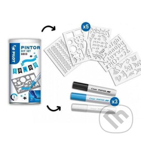 Sada 3 kusov akrylových popisovačov Pintor, (M) stredné, deco šablony