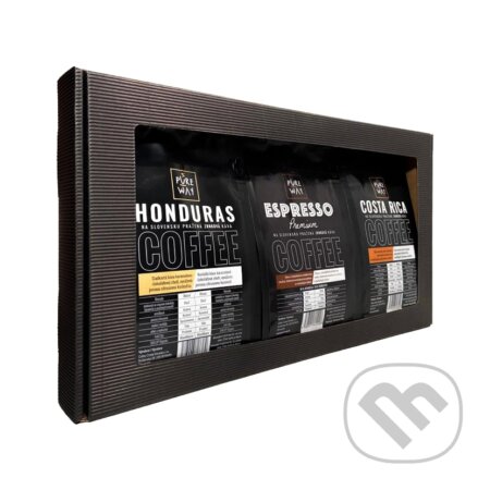 Darčekový set zrnkových odrodových káv 3x 200g Honduras, Costa Rica, Espresso, Pure Way