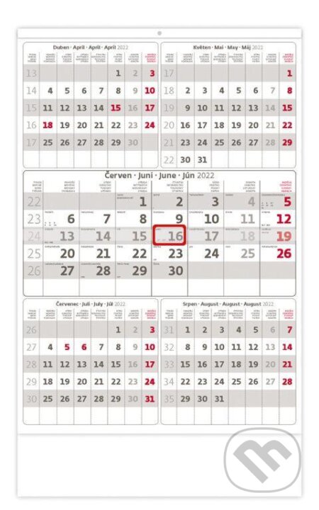 Kalendář nástěnný 2022 - Pětiměsíční šedý, Helma365, 2021