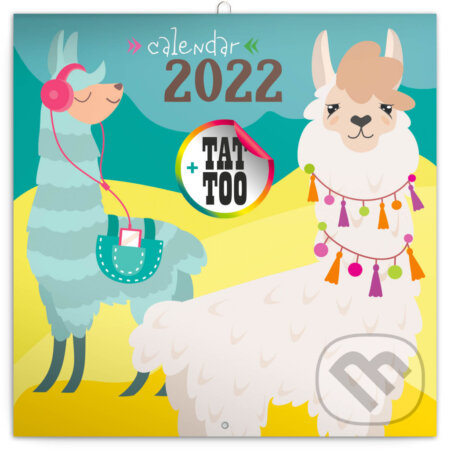 Poznámkový nástěnný kalendář "calendar" 2022 - Šťastné lamy (Presco Group)
