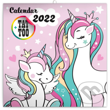 Poznámkový nástěnný kalendář &quot;calendar&quot; 2022 - Šťastní jednorožci, Presco Group, 2021