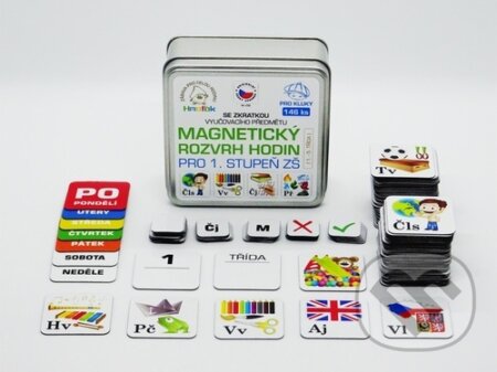 Rozvrh hodin 1.stupeň pro kluky 1.-5. třída (146 ks v plechové krabičce)