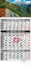 Štandard 3-mesačný sivý nástenný kalendár 2022 - skalnaté hory, Spektrum grafik, 2021