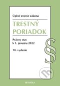 Trestný poriadok. Úzz, 10. vyd., 1/2022, Heuréka, 2022