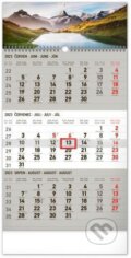 Nástěnný 3měsíční kalendář Krajina 2023 (šedý), Presco Group, 2022