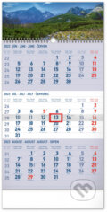 Nástenný kalendár 3-mesačný Tatry modrý – so slovenskými menami 2023, Presco Group, 2022
