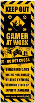 Plagát na dreve Gaming Caution: Hráč v práci, , 2022