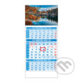 Štandard 3-mesačný modrý nástenný kalendár 2024 - hory pri jazere, Spektrum grafik, 2023