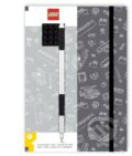 LEGO Zápisník A5 s čierným perom - šedý, čierna doštička 4x4, LEGO, 2018