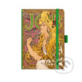 Notes A5 Premium Alfons Mucha 2027 prázdný zelený (Baloušek). Baloušek, 2026